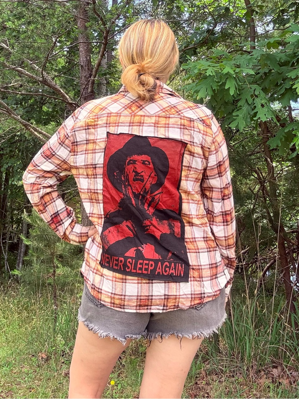 🩸📺 Freddy Upcycle handmade tie dye flannel dreams horror